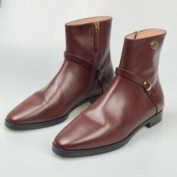 NIB Authentic GUCCI Burgundy Smooth Leather Elite GG Ankle Boots - Picture 1 of 11